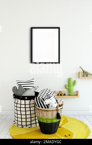 mockup dalla stanza interna del bambino con lo sfondo colorato Foto Stock