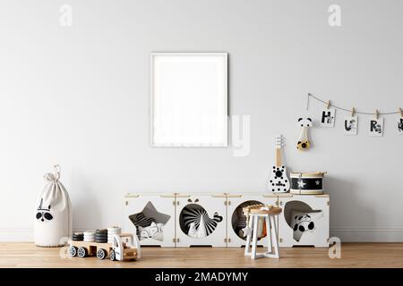 mockup dalla stanza interna del bambino con lo sfondo colorato Foto Stock