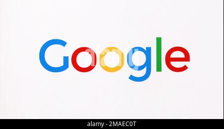 Chisinau, Moldova 16 novembre 2016: Logo Google sullo schermo del pc. Google è il più grande motore di ricerca del Internet, posseduto di Google Inc. Foto Stock