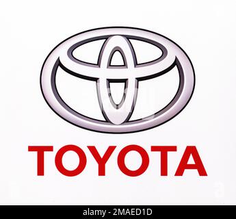 Chisinau, Moldova 16 novembre 2016: Logo Toyota del marchio sullo schermo del computer. Toyota Motor Corporation è una casa automobilistica giapponese. Foto Stock