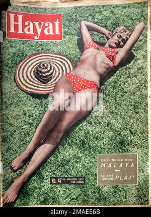 Hayat copertina rivista turca agosto 1957 Foto Stock