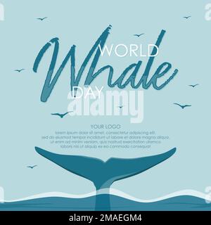 Sfondo del modello Vector Whale Tail per World Whale Day. Illustrazione vettoriale Illustrazione Vettoriale