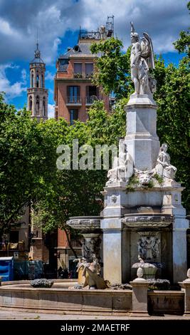 Font del geni Catala, Pla del Palau, Barcellona, Spagna Foto Stock