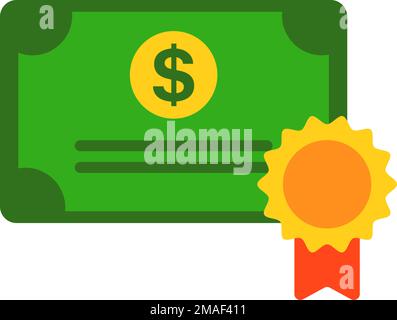 Icona dei titoli di stato. Titoli di Stato statunitensi. Vettore modificabile. Illustrazione Vettoriale