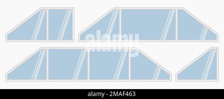 montature per finestre bianche dell'appartamento, set di illustrazioni piatte vettoriali isolate Illustrazione Vettoriale