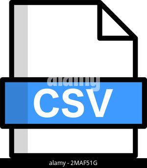 Icona file CSV moderno. Estensione file per l'importazione e l'esportazione dei dati. Vettore modificabile. Illustrazione Vettoriale