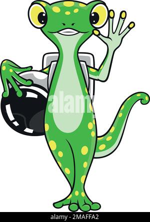 Casco astronauta in tenera Gecko Illustrazione Vettoriale
