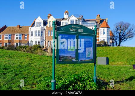 Hastings, cartello informativo di West Hill, East Sussex, Regno Unito Foto Stock
