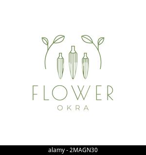 verdure okra gusto unico spezie cibo linea di cottura minimal femminile logo design vettoriale icona modello illustrazione Illustrazione Vettoriale