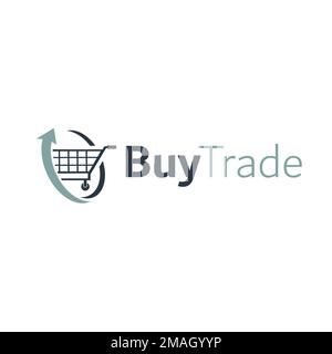 Modello del logo dello shopping. Modello di logo per il centro commerciale. Logo App Shopping. Logo modello universale per aziende, acquisti, piattaforme di trading. Illustrazione Vettoriale