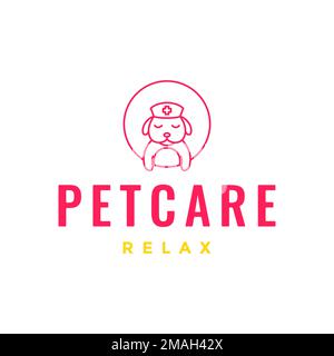 animale salute trattamento medico cane animali domestici amico carino cerchio geometrico colorato logo disegno icona modello di illustrazione Illustrazione Vettoriale
