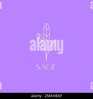 salvia foglie pianta profumo bruciare terapia fumo minimo logo disegno vettore icona modello di illustrazione Illustrazione Vettoriale