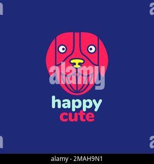 faccia cane rottweiler sorriso felice mascotte cute colorful logo design vettoriale icona modello di illustrazione Illustrazione Vettoriale