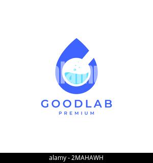 goccia acqua laboratorio vetro scienza astratto logo disegno vettore icona modello di illustrazione Illustrazione Vettoriale