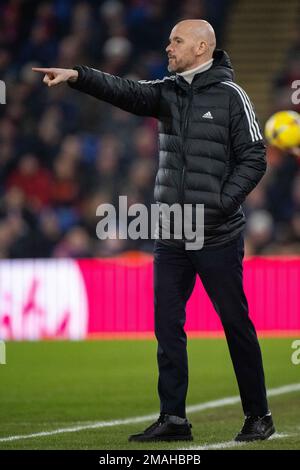 LONDRA, INGHILTERRA - GENNAIO 18: manager Erik Ten Hag del Manchester United durante la partita della Premier League tra Crystal Palace e Manchester United Foto Stock