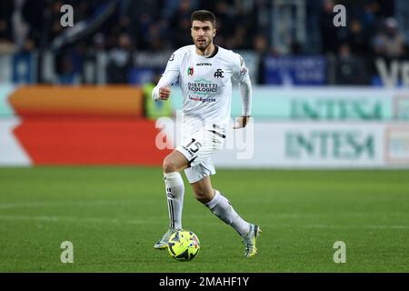 Bergamo, Italia. 19th Jan, 2023. Gewiss Stadium, Bergamo, Italia, 19 gennaio 2023, Petko Hristov di Spezia Calcio in azione durante Atalanta BC vs Spezia Calcio - calcio italiano Coppa Italia Match Credit: Live Media Publishing Group/Alamy Live News Foto Stock