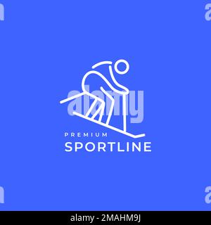 ghiaccio sci sport neve stagione linee minimal moderno logo disegno vettore icona modello illustrazione Illustrazione Vettoriale