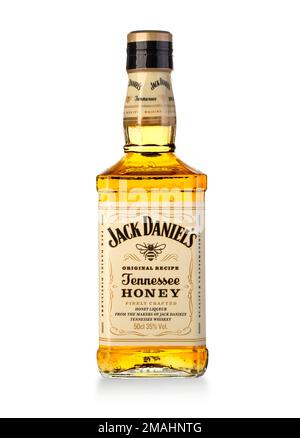 Chisinau, Moldova - 21 settembre 2016:: Bottiglia di lusso del Tennessee whiskey Jack Daniels Honey Foto Stock