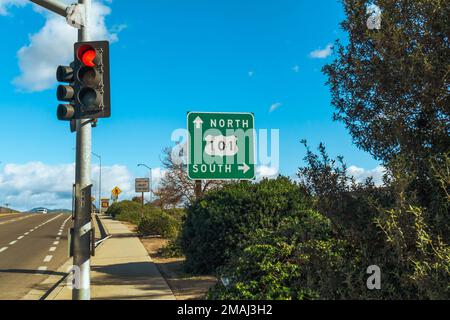 101 North and South Freeway, cartello d'ingresso in California Foto Stock