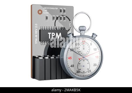 Trusted Platform Module, TPM con cronometro. 3D rendering isolato su sfondo bianco Foto Stock