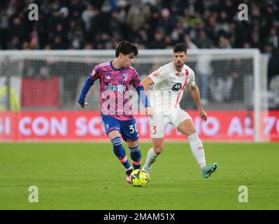 Torino, Italia. 19th Jan, 2023. Soule of Juventus fc durante la Coppa Italia 2023, partita di calcio tra Juventus FC e AC Monza il 19 gennaio 2023 allo stadio Allianz di Torino. Photo Nderim Kaceli Credit: Independent Photo Agency/Alamy Live News Foto Stock