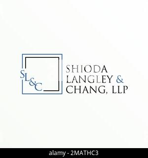 Carattere lettera o parola SL e C serif con linee immagine quadrata icona grafica logo disegno astratto concetto vettoriale stock. Relativo all'Avvocato o all'iniziale Illustrazione Vettoriale