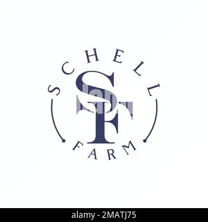 Lettera o parola SF serif font con l'Unione immagine grafica icona logo disegno astratto concetto vettore stock. simbolo relativo all'iniziale o al classico Illustrazione Vettoriale