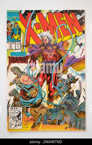 Calgary, Alberta - 14 gennaio 2023: Copertina di un fumetto X-Men della Marvel Comics d'epoca. Foto Stock
