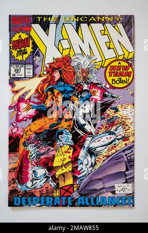 Calgary, Alberta - 14 gennaio 2023: Copertina di un fumetto X-Man della Marvel Comics d'epoca. Foto Stock