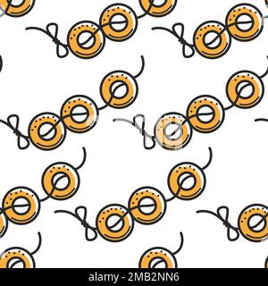 Bagel russi panetteria o pasticcerie panini con motivo a fori senza cuciture Illustrazione Vettoriale