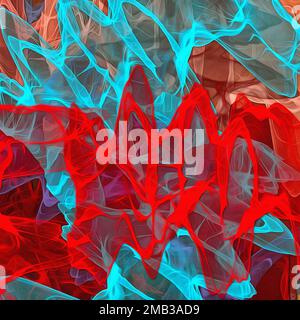 astratto illustrazione arte caos di frattale fumoso psichedelico colorato con linee a spirale offuscate ondulate/ Foto Stock