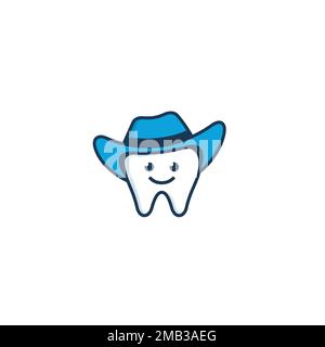 Logo o disegno del personaggio dei denti dei cowboy Illustrazione Vettoriale