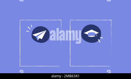 progettazione di illustrazioni e disegni di diapositive del piano della lezione in cui è possibile aggiungere immagini o informazioni di testo Foto Stock