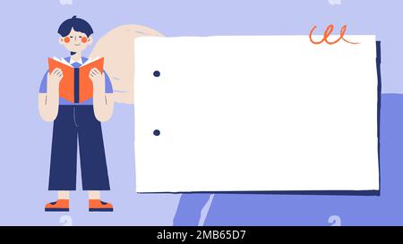 progettazione di illustrazioni e disegni di diapositive del piano della lezione in cui è possibile aggiungere immagini o informazioni di testo Foto Stock