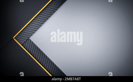 fondo in fibra di carbonio, con copyspace ed elementi dorati. rendering 3d Foto Stock