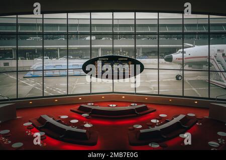 Architettura degli interni al TWA Flight Center, Queens, New York Foto Stock
