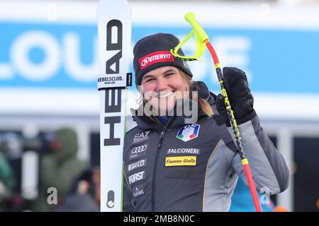 Tenda, Italia. 20th Jan, 2023. Sport Sci Cortina d'Ampezzo, discesa delle Donne, Laura Pirovano, 20 gennaio 2023. PH Felice Calabro' Editorial solo uso Credit: Independent Photo Agency/Alamy Live News Foto Stock