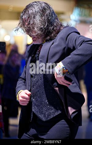 Madrid, Spagna. 20th Jan, 2023. FITUR Fiera Internazionale del Turismo di Spagna 2023. Spettacolo di flamenco presso lo stand della Comunità di Madrid. IFEMA, Madrid, Spagna. Credit: EnriquePSans/Alamy Live News Foto Stock