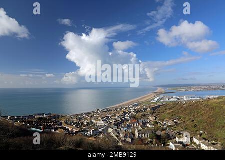 Chesil Beach, Portland, Dorset, Regno Unito Foto Stock