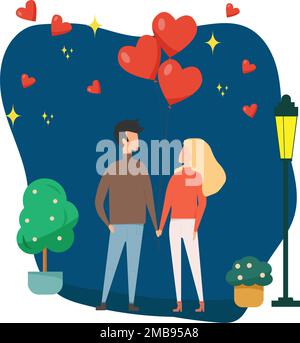 Cartolina romantica. Data d'amore. San Valentino Illustrazione Vettoriale