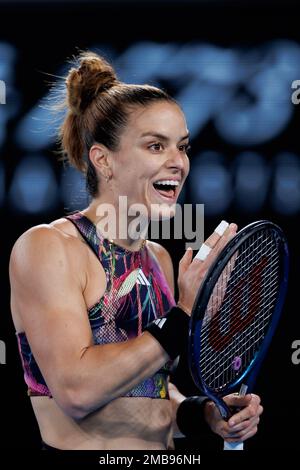 Melbourne Park 21/1/2023. Maria SAKKARI (GRE) in azione all'Australian Open 2023. Corleve/Alamy Live News Foto Stock