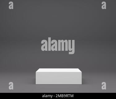Podio bianco isolato su sfondo nero. rendering 3d. Foto Stock