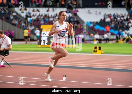 Marta Piotrowska Long Jump T37 atleta che gareggia ai Campionati mondiali di atletica Para 2017 allo Stadio Olimpico di Londra, Regno Unito. Atleta polacco Foto Stock