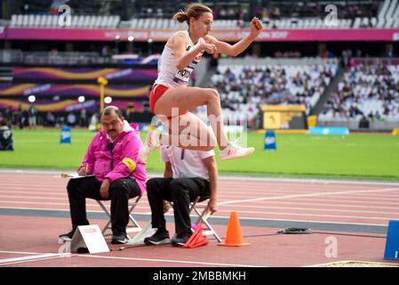 Marta Piotrowska Long Jump T37 atleta che gareggia ai Campionati mondiali di atletica Para 2017 allo Stadio Olimpico di Londra, Regno Unito. Atleta polacco Foto Stock