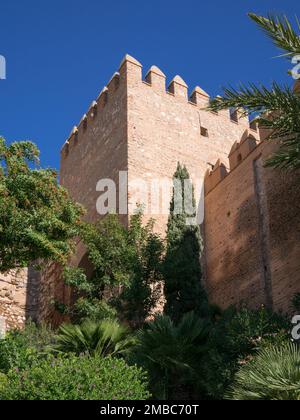 Alcazaba, il vecchio castello moresco di Almeria City in Andalusia, Spagna Foto Stock