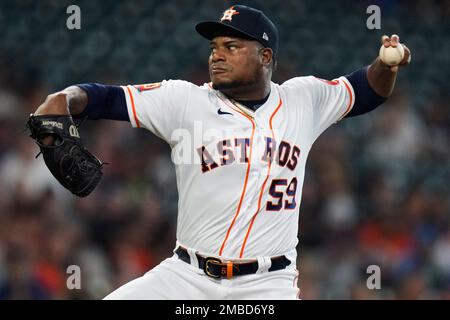 Houston Astros starting pitcher Framber Valdez delivers during the first  inning of a baseball game against the Detroit Tigers, Tuesday, April 4,  2023, in Houston. (AP Photo/Eric Christian Smith Stock Photo - Alamy