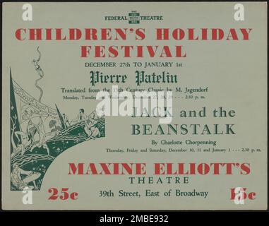 Children's Holiday Festival, New York, [1930s]. Il progetto del Teatro Federale, creato dagli Stati Uniti Works Progress Administration nel 1935, è stata progettata per conservare e sviluppare le competenze degli operai teatrali, riutilizzarle in soccorso pubblico, e per portare il teatro a migliaia negli Stati Uniti che non avevano mai visto prima spettacoli teatrali dal vivo. Foto Stock