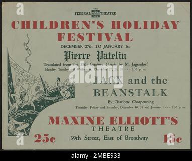 Children's Holiday Festival, New York, [1930s]. Il progetto del Teatro Federale, creato dagli Stati Uniti Works Progress Administration nel 1935, è stata progettata per conservare e sviluppare le competenze degli operai teatrali, riutilizzarle in soccorso pubblico, e per portare il teatro a migliaia negli Stati Uniti che non avevano mai visto prima spettacoli teatrali dal vivo. Foto Stock