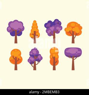 Albero varie silhouette per il disegno Illustrazione Vettoriale
