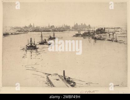 Williamsburg dal ponte (schizzo), 1889. Foto Stock